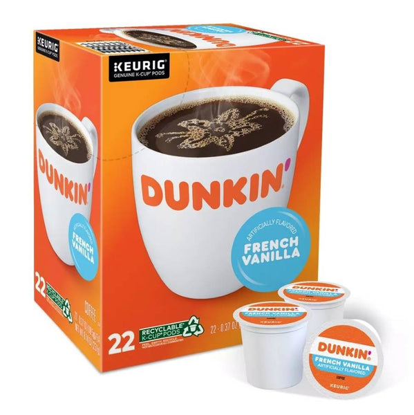 Load image into Gallery viewer, Dunkin' French Vanilla, Medium Roast, Keurig K-Cup Coffee Pods, Box of 22 K-cups