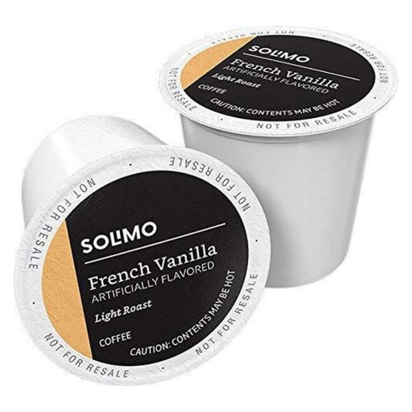 Load image into Gallery viewer, Amazon Solimo French Vanilla, Light Roast, Keurig K-Cup Coffee Pods, box of 100 k-cups