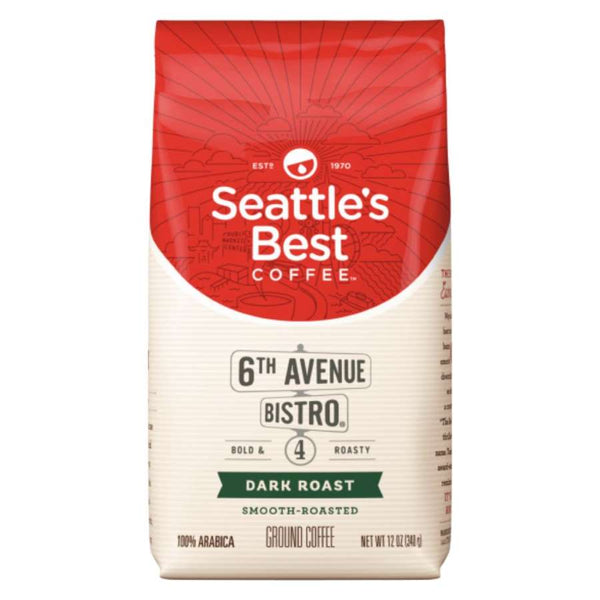 Load image into Gallery viewer, Seattle's Best Coffee 6th Avenue Bistro, Dark Roast, Ground Coffee, 12 oz / 340 g bag