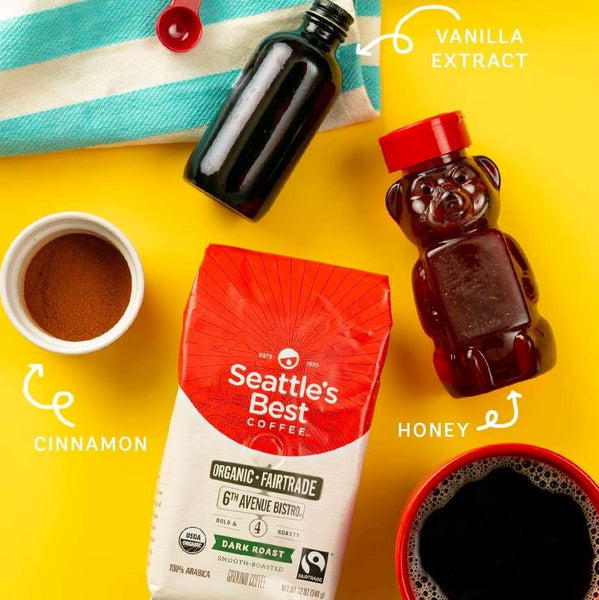 Load image into Gallery viewer, Seattle's Best Coffee 6th Avenue Bistro, Dark Roast, Ground Coffee, 12 oz / 340 g bag