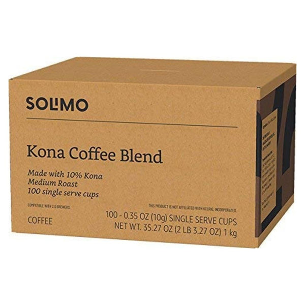 Load image into Gallery viewer, Amazon Solimo Kona Blend, Medium Roast, Keurig K-Cup Coffee Pods, box of 100 k-cups