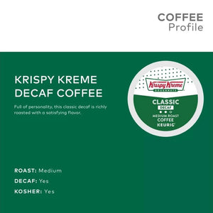 Krispy Kreme Classic Decaf, Medium Roast, Keurig K-Cup Coffee Pods, Box of 24 K-cups