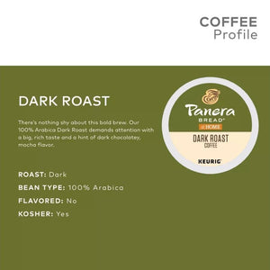 Panera Bread Dark Roast, Keurig K-Cup Coffee Pods, Box of 24 K-cups