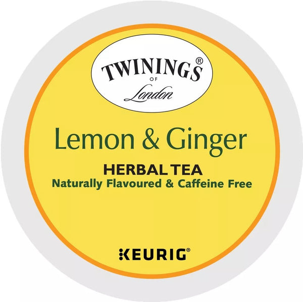 Load image into Gallery viewer, Twinings of London Lemon and Ginger Herbal Tea, Keurig K-Cup Pods, Box of 24 K-cups