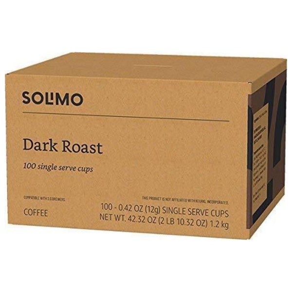 Load image into Gallery viewer, Amazon Solimo Dark Roast, Keurig K-Cup Coffee Pods, Box of 100 K-cups