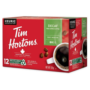 Tim Hortons Decaf, Medium Roast, Keurig K-cup Coffee Pods, Box of 12 K-cups