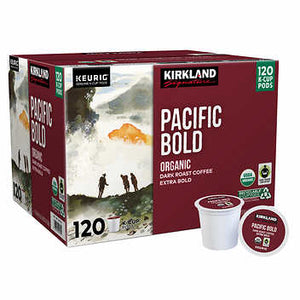 Kirkland Organic Pacific Bold, Dark Roast, Keurig K-Cup Coffee Pods, Box of 120 K-cups