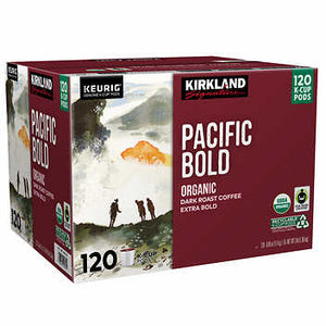 Kirkland Organic Pacific Bold, Dark Roast, Keurig K-Cup Coffee Pods, Box of 120 K-cups