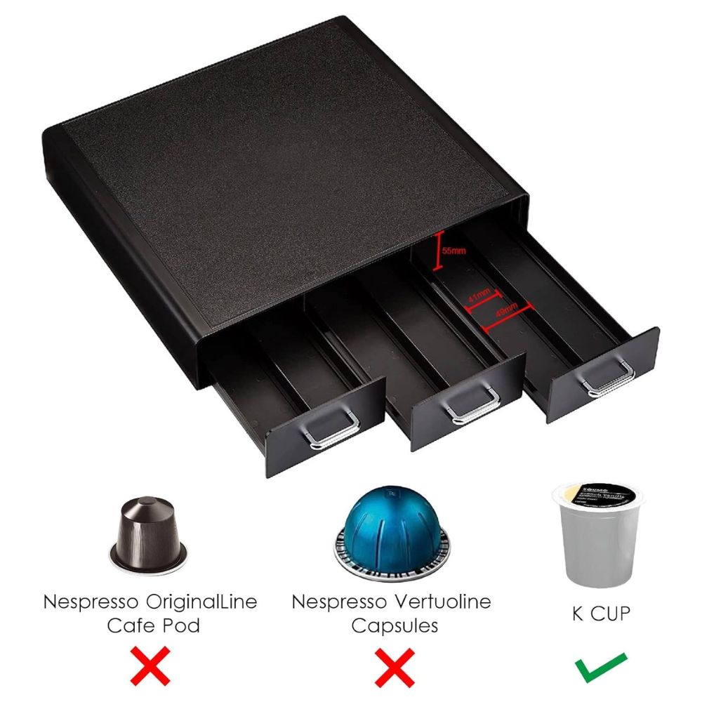 Amazon Basics Coffee Pod Storage Drawer, 36 Keurig Kcups Capacity, Bl