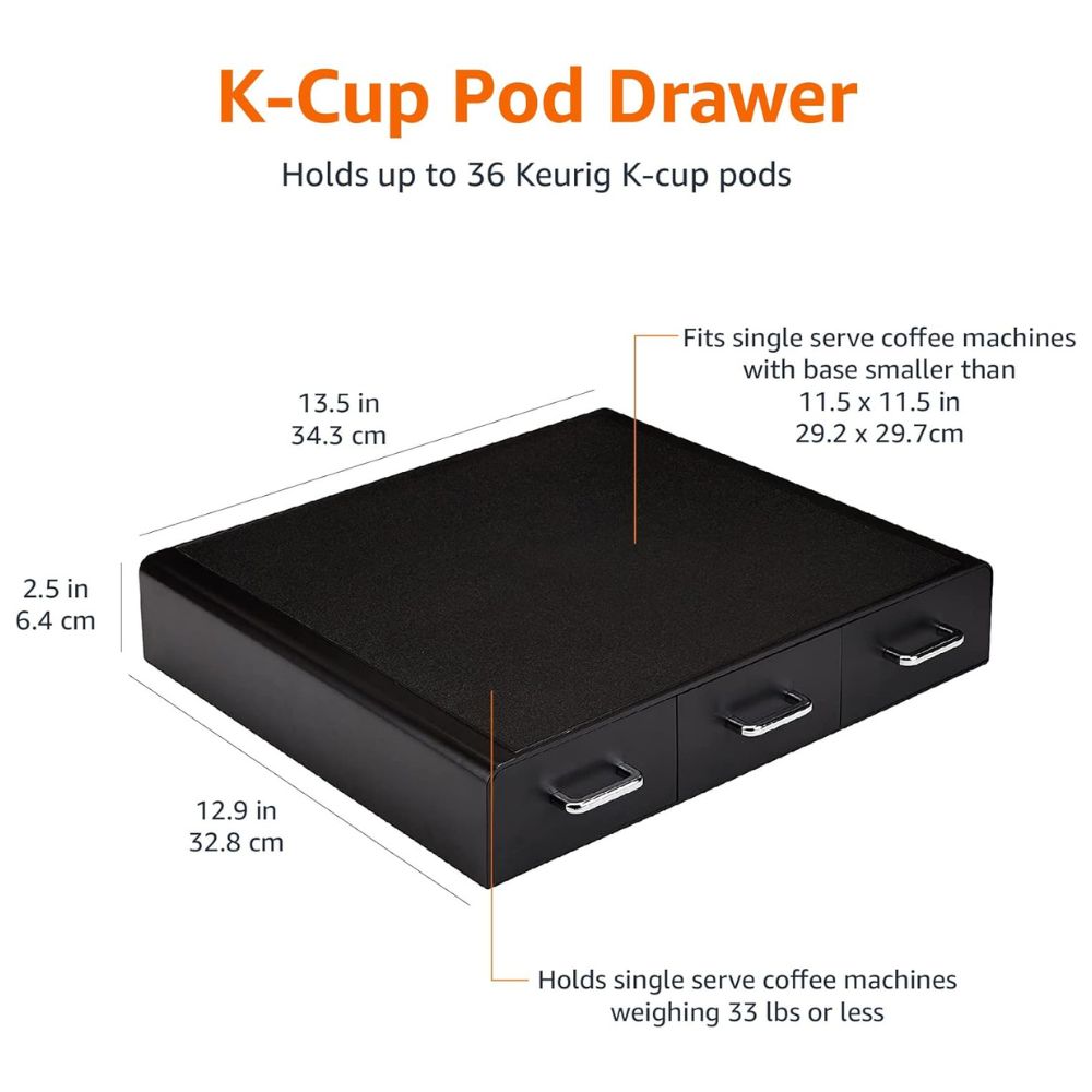 Amazon Basics Coffee Pod Storage Drawer, 36 Keurig Kcups Capacity, Bl