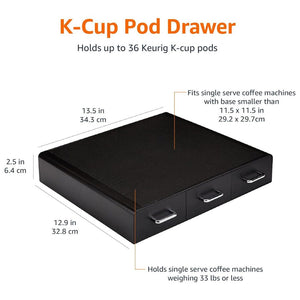 Amazon Basics Coffee Pod Storage Drawer, 36 Keurig K-cups Capacity, Black