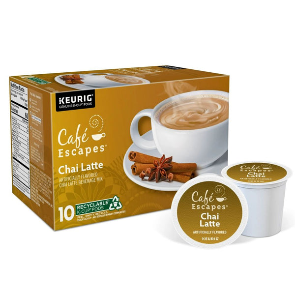 Load image into Gallery viewer, Cafe Escapes Chai Latte Tea, Keurig K-Cup Pods, Box of 10 K-Cups
