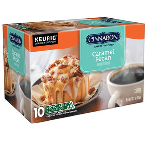 Cinnabon Caramel Pecan Coffee, Light Roast, Keurig K-Cup Coffee Pods, Box of 10 K-cups