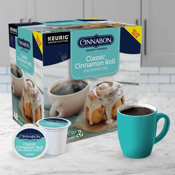 Load image into Gallery viewer, Cinnabon Classic Cinnamon Roll, Light Roast, Keurig K-Cup Coffee Pods, Box of 48 K-cups
