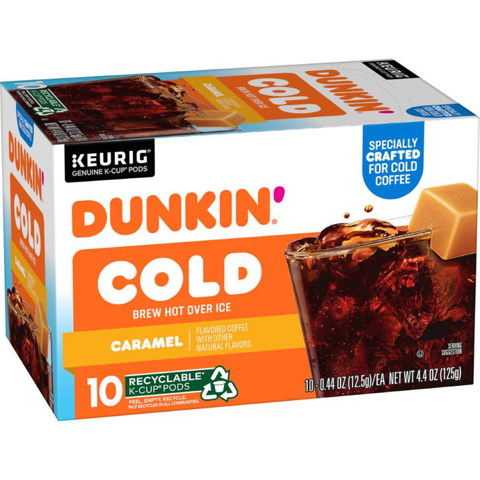 Dunkin' Cold Caramel, Medium Roast, Keurig K-Cup Coffee Pods, Box of 10 K-cups