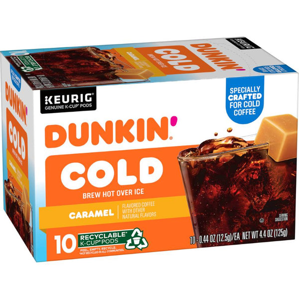 Load image into Gallery viewer, Dunkin&#39; Cold Caramel, Medium Roast, Keurig K-Cup Coffee Pods, Box of 10 K-cups
