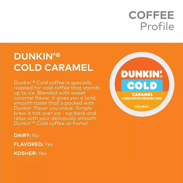 Load image into Gallery viewer, Dunkin&#39; Cold Caramel, Medium Roast, Keurig K-Cup Coffee Pods, Box of 10 K-cups
