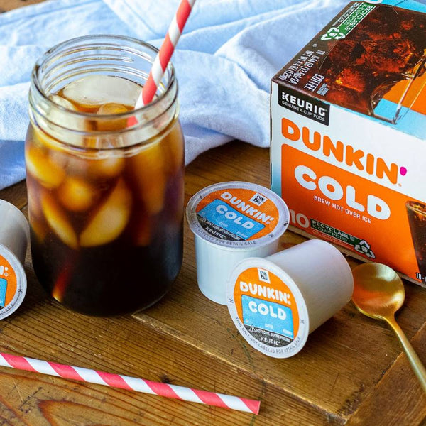 Load image into Gallery viewer, Dunkin&#39; Cold Coffee, Medium Dark Roast, Keurig K-Cup Coffee Pods, Box of 10 K-cups
