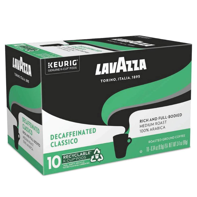 Lavazza Decaf Classico, Medium Roast, Keurig K-Cup Coffee Pods, Box of 10 K-cups