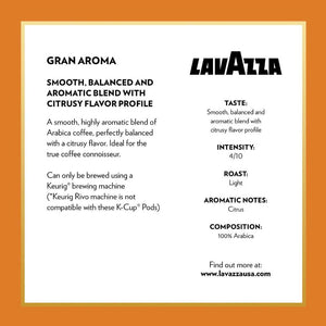 Lavazza Gran Aroma, Light Roast, Keurig K-Cup Coffee Pods