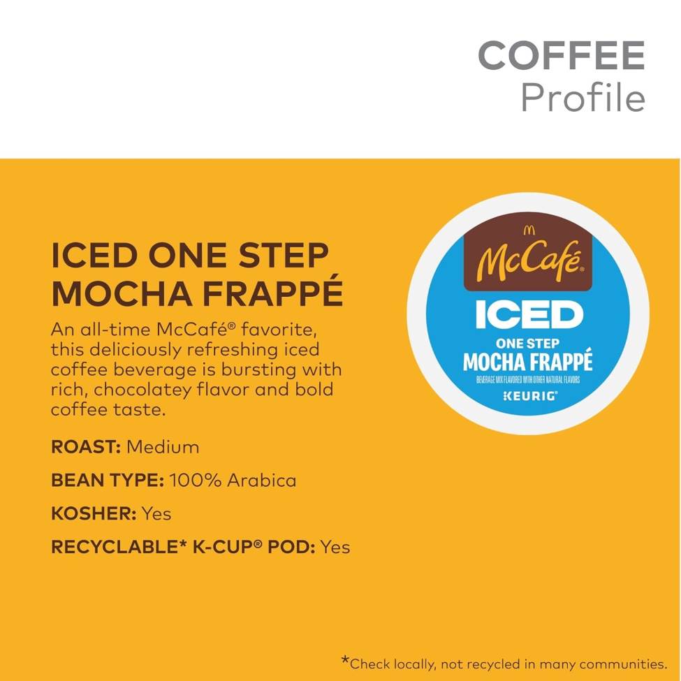 McCafe Iced One Step Mocha Frappe, Medium Roast, Keurig K-Cup Coffee P ...