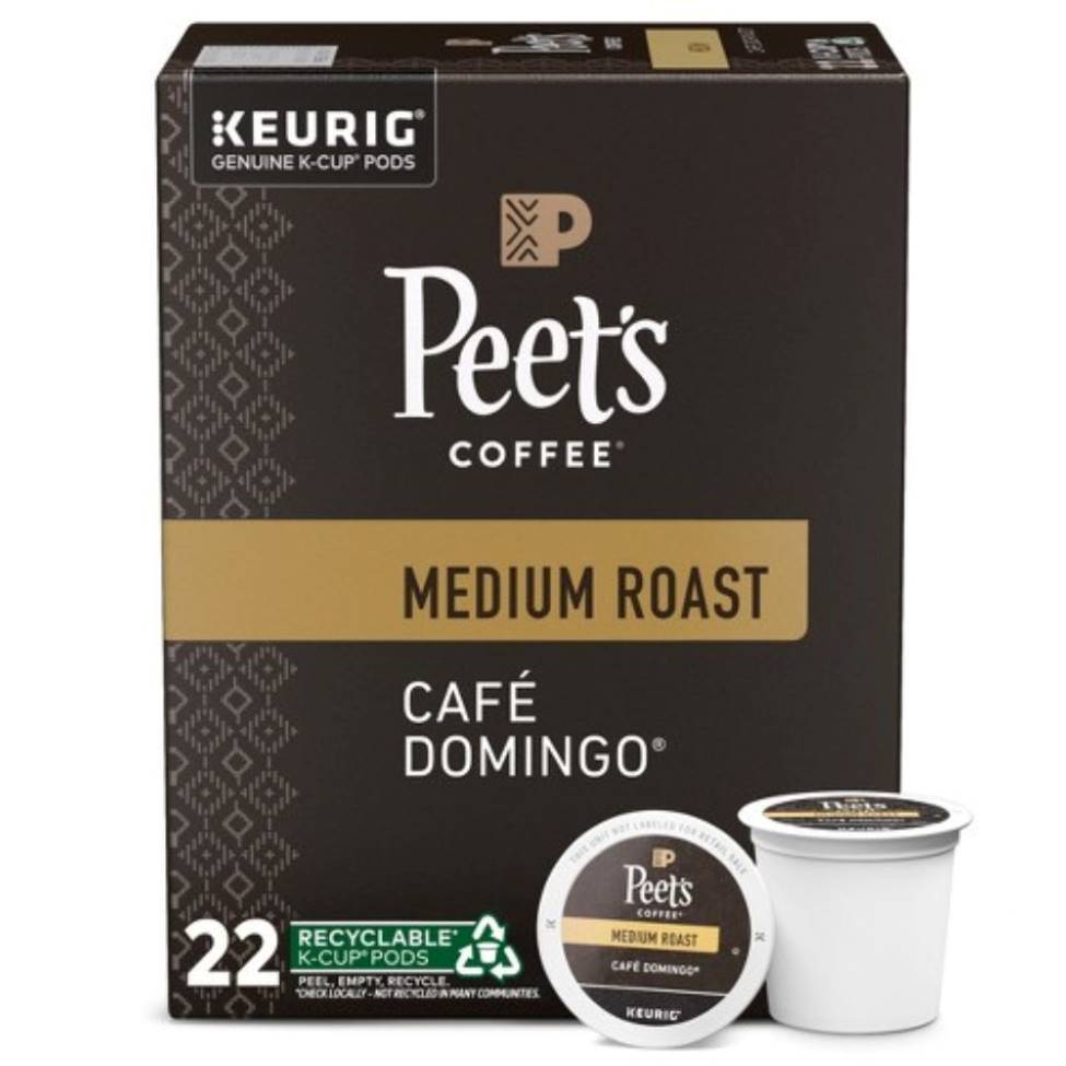 Peet's Coffee Cafe Domingo, Medium Roast, Keurig K-Cup Coffee Pods, Box of  22 K-cups