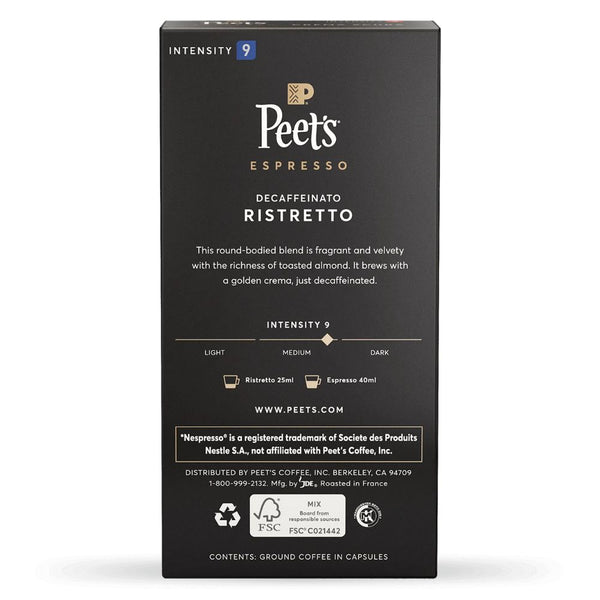 Load image into Gallery viewer, Peet&#39;s Coffee Decaf Ristretto, Box of 10 Nespresso Capsules
