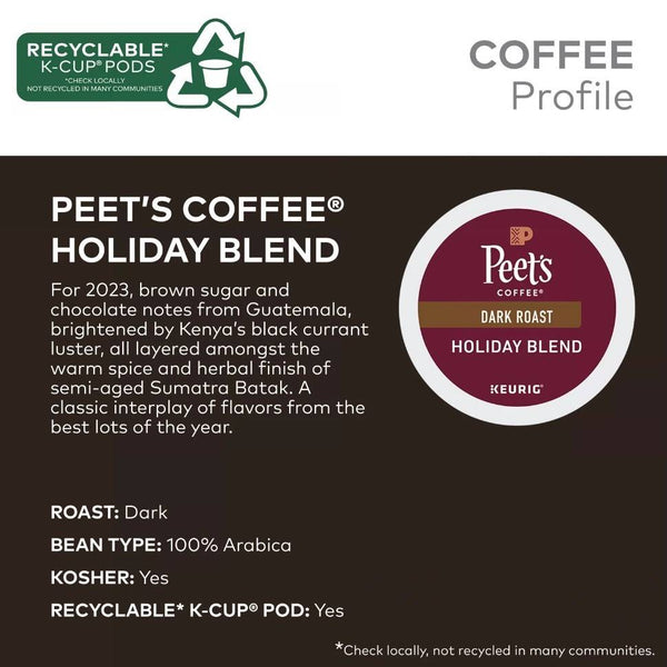 Load image into Gallery viewer, Peet&#39;s Coffee Holiday Blend, Dark Roast, Keurig K-Cup Coffee Pods, Box of 10 K-cups
