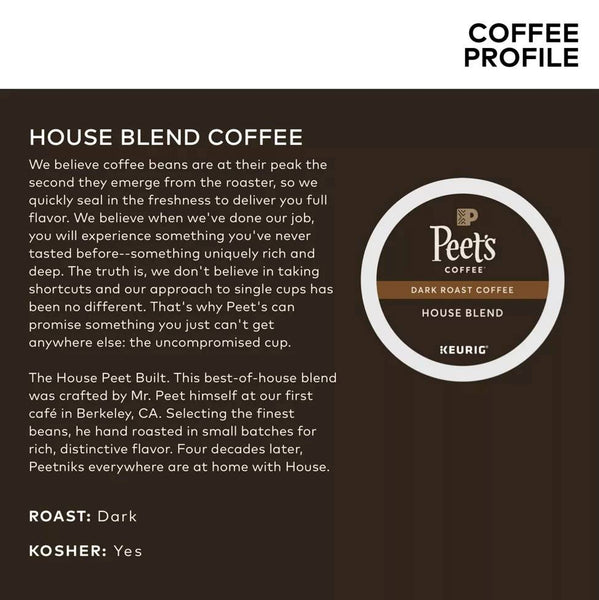 Load image into Gallery viewer, Peet&#39;s Coffee House Blend, Dark Roast, Keurig K-Cup Coffee Pods, Box of 22 K-cups
