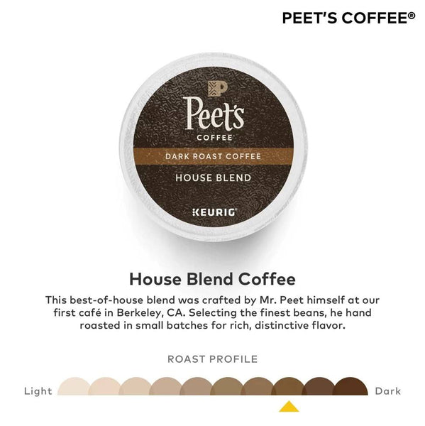Load image into Gallery viewer, Peet&#39;s Coffee House Blend, Dark Roast, Keurig K-Cup Coffee Pods, Box of 22 K-cups
