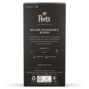 Peet's Coffee Major Dickason's Blend, Box of 10 Nespresso Capsules