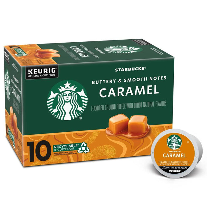 Starbucks Caramel, Flavored Coffee, Keurig K-Cup Coffee Pods, Box of 10 K-cups