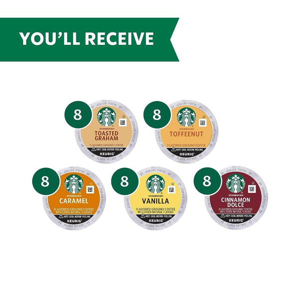 Load image into Gallery viewer, Starbucks Flavored Coffee Variety Pack, Keurig K-Cup Coffee Pods, Box of 40 K-cups
