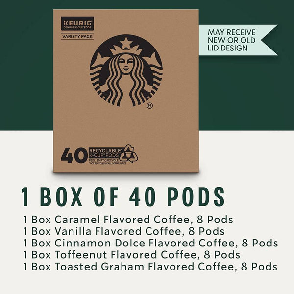 Load image into Gallery viewer, Starbucks Flavored Coffee Variety Pack, Keurig K-Cup Coffee Pods, Box of 40 K-cups

