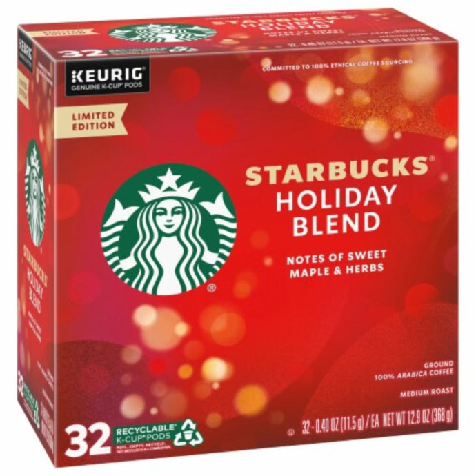 Starbucks Holiday Blend, Medium Roast, Keurig K-Cup Coffee Pods, box of 32 k-cups