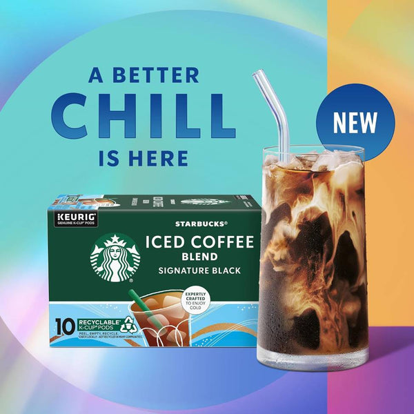 Load image into Gallery viewer, Starbucks Iced Coffee Blend Signature Black, Medium Roast, Keurig K-Cup Coffee Pods, Box of 10 K-cups
