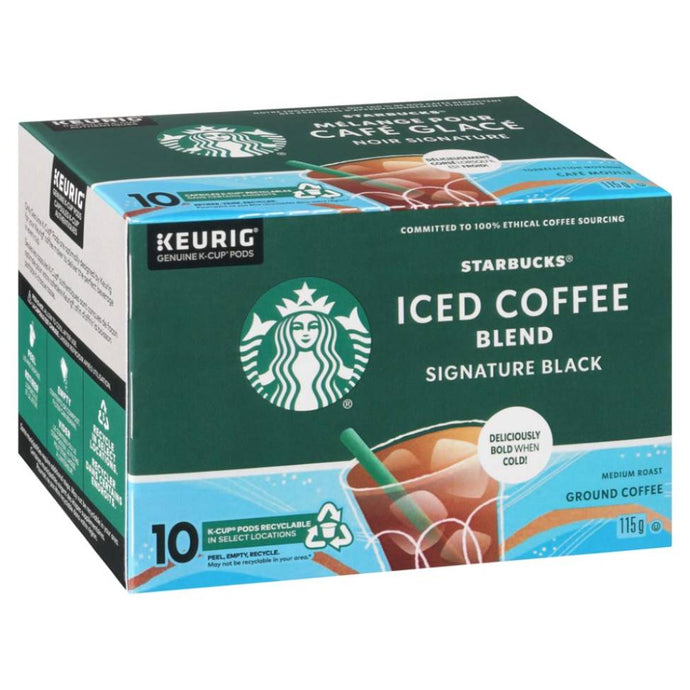 Starbucks Iced Coffee Blend Signature Black, Medium Roast, Keurig K-Cup Coffee Pods, Box of 10 K-cups