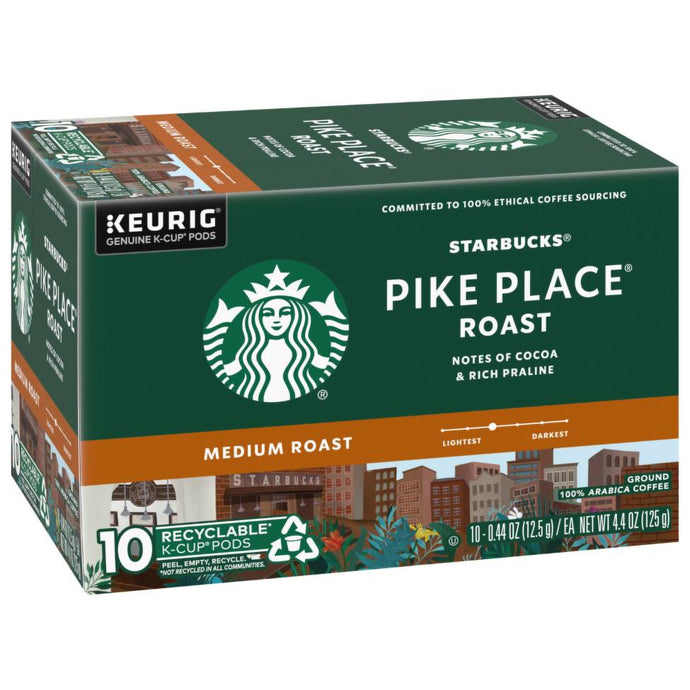 Starbucks Pike Place Roast, Medium Roast, Keurig K-Cup Coffee Pods, Box of 10 K-cups