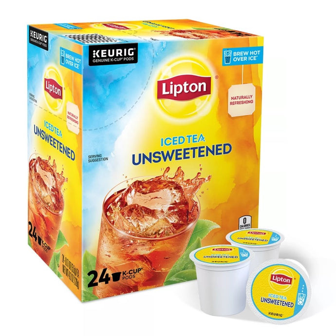 Lipton Iced Tea, Unsweetened, Keurig K-Cup Pods, Box of 24 K-cups
