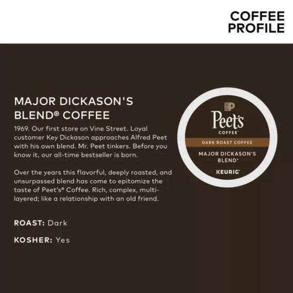 Load image into Gallery viewer, Peet&#39;s Coffee Major Dickason&#39;s Blend, Dark Roast, Keurig K-Cup Coffee Pods
