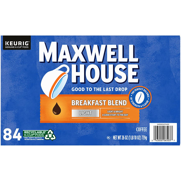 Load image into Gallery viewer, Maxwell House Breakfast Blend, Light Roast, Keurig K-cup Coffee Pods, Box of 84 k-cups

