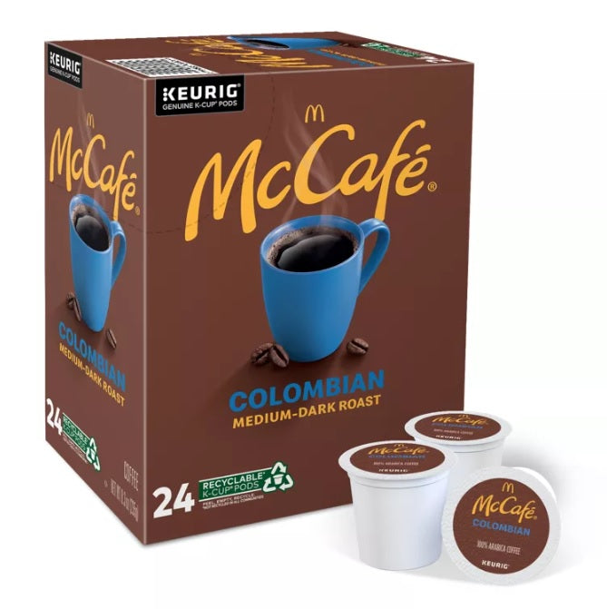 McCafe Colombian, Medium-Dark Roast, Keurig K-Cup Coffee Pods, Box of 24 K-cups