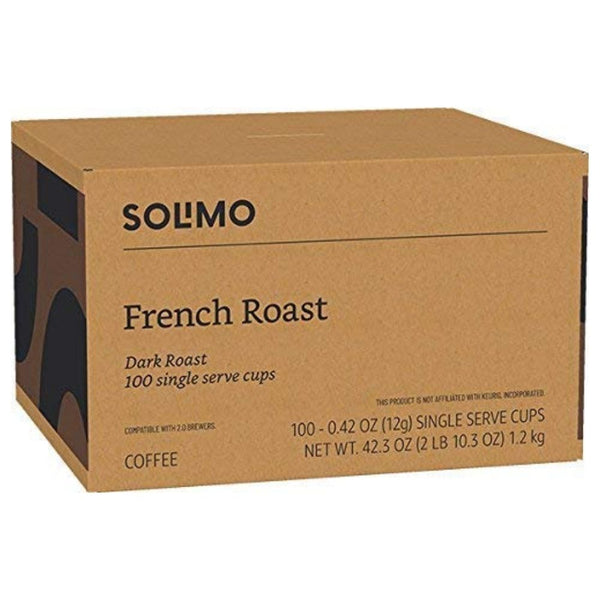 Load image into Gallery viewer, Amazon Solimo French Roast, Dark Roast, Keurig K-Cup Coffee Pods, Box of 100 K-cups
