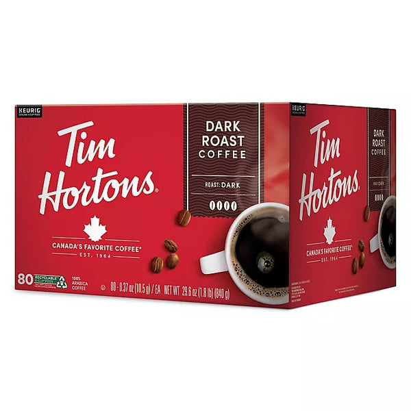 Load image into Gallery viewer, Tim Hortons, Dark Roast, Keurig K-cup Coffee Pods, Box of 80 K-cups
