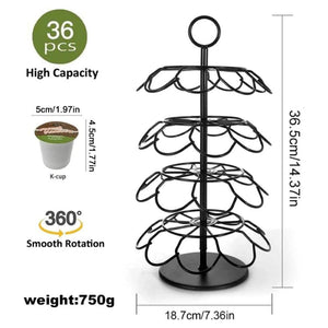 XBY-US Coffee Pod Carousel Organizer, Holds 36 K-cups